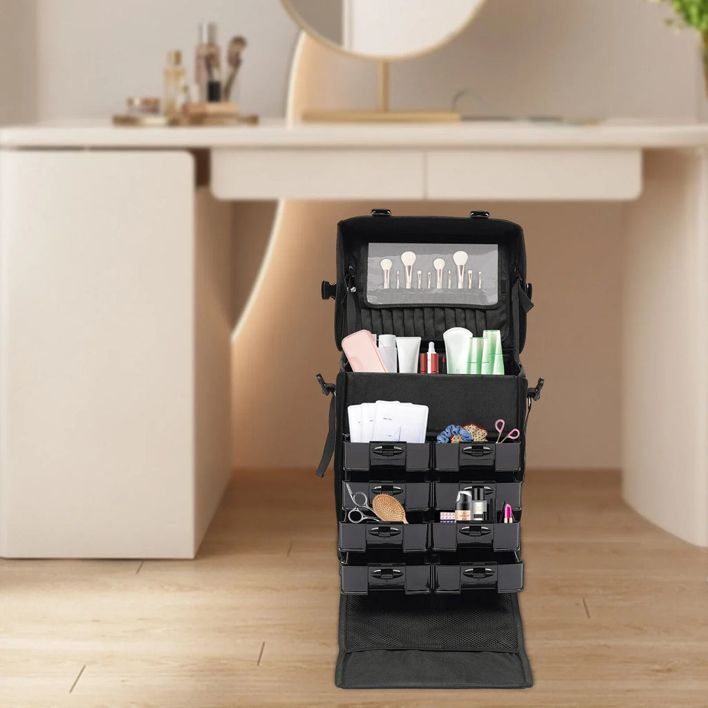 Cosmetic Makeup Trolley, Up Suitcase Trolley, Case, Make Makeup Wheels Case Cosmetic Suitcase Rolling with