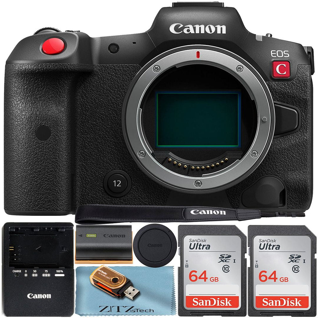 Pack Accessory 64GB Camera + C Mirrorless Canon (Body 2 EOS Card Only) with ZeeTech Bundle Memory SanDisk Cinema R5