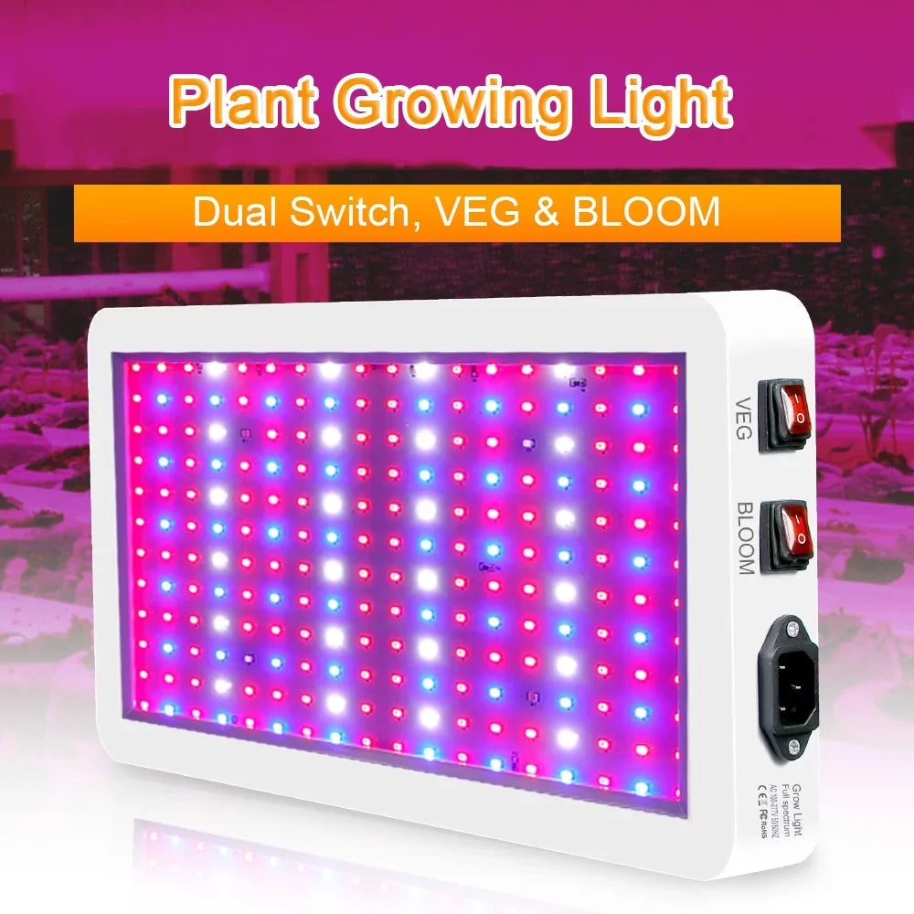 312 Greenhouse Waterproof, Seedlings, Spectrum Plant Indoor 2000W Flowers, Full IP65 with - Light Ideal Grow LEDs with LED Switch, Growing Veg/Bloom Lamp for