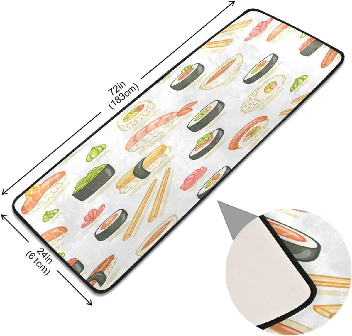 Gifts Bathroom Area Home Decor Rugs Sushi Kitchen Entry Runner Rug - Japanese Washable Soft 24"x72" Ultra Non-Slip for Floor Mat