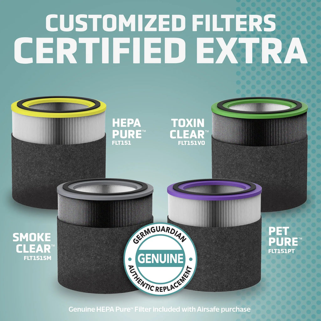 Air HEPA V Guardian for and Filter Replacement AC151 Pure Purifiers, AirSafe Pet FLT151PT Filter Germ Genuine