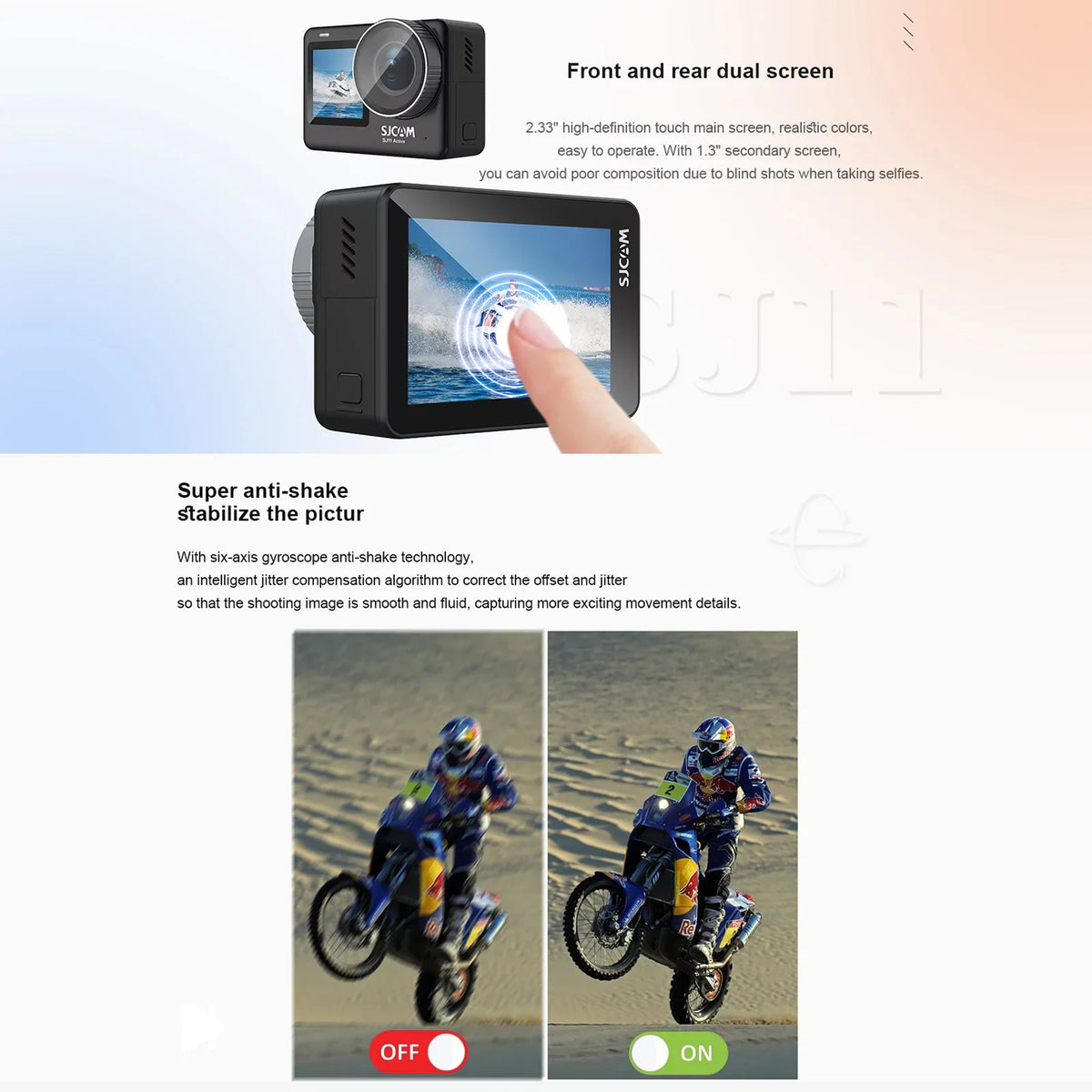 Camera Waterproof Support Streaming 20MP Portable Dual Yabuy Camera Case -shaking Adapters Camera Action Action Live Waterproof SJ11Active Screen with