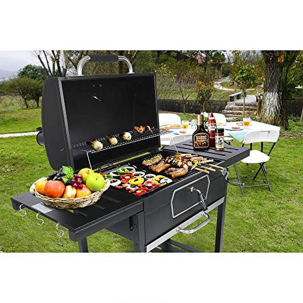 Large Deluxe 30-Inch Gourmet Picnic Camping Cooking, Patio BBQ Backyard Smoker Grill, Charcoal Royal CD2030AN Black,