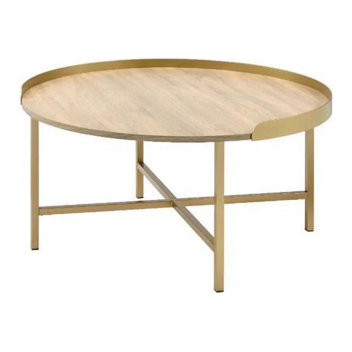 Mithea 34 Table x Gold 18 34 x Oak Table, & Top Coffee in.