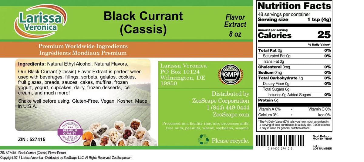 oz, (Cassis), Veronica 8 (Cassis) (Black Zin: Flavor Larissa 527415) 2-Pack, Black Extract, Currant Currant