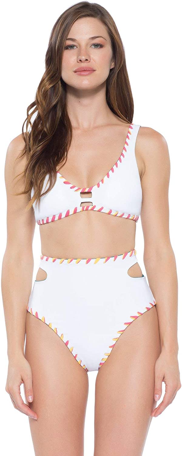 Back Swimwear Reversible L Teal Cut BECCA Tie Top Women's Out