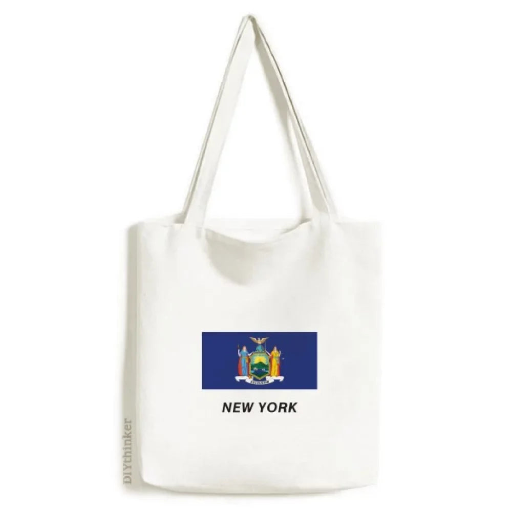 Bag Satchel Handbag New State York Shopping Outlines Flag Canvas Casual Tote