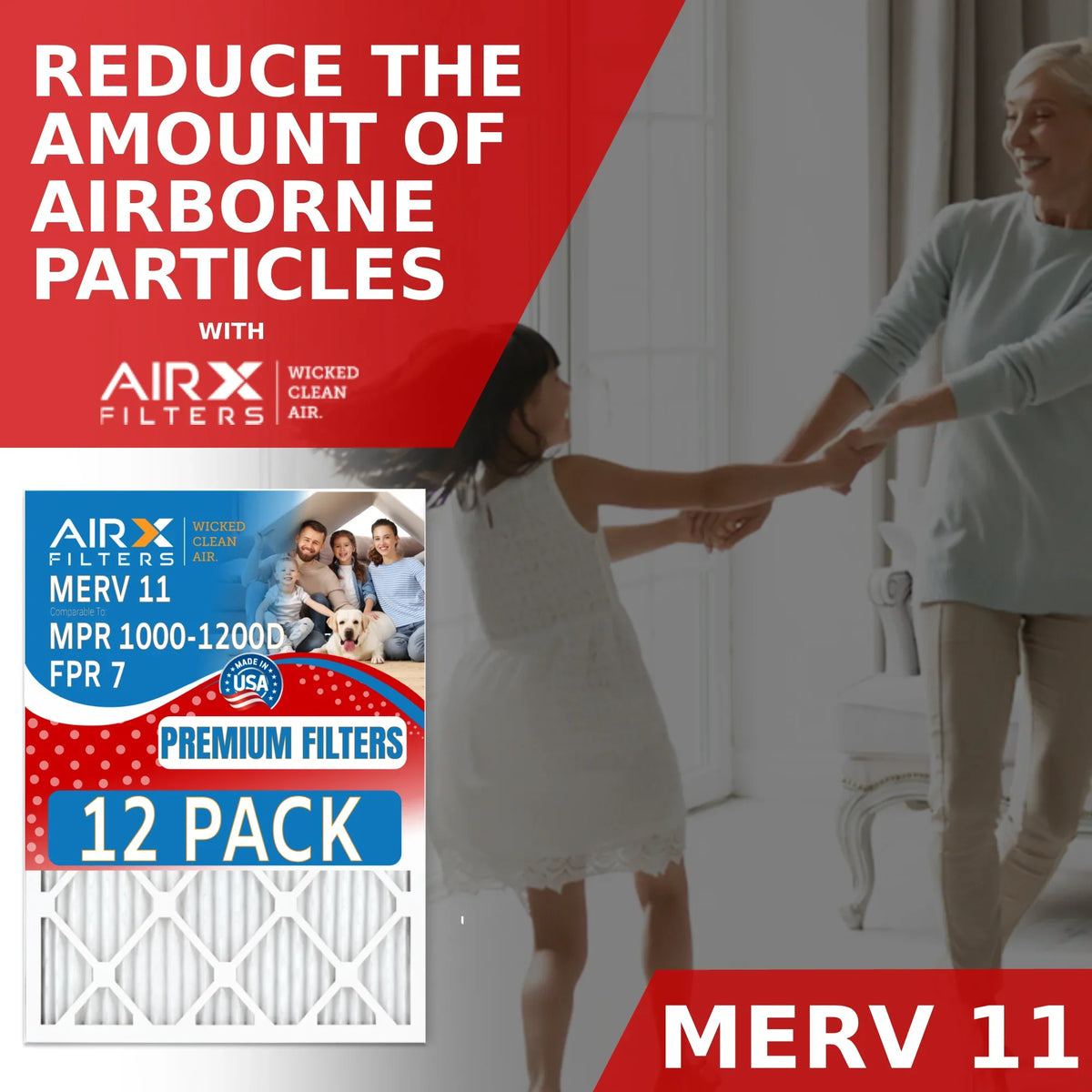 Comparable Filter CLEAN WICKED Filters FILTERS to AIRX Rating, of USA 11 7 1000, - FPR Furnace 12 by MERV Pack MPR AIR. & 24x25x1 MPR Air Made in 1200