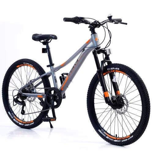 24 alloy Mountain Frame,10 inch shimano Boys for Frame and Girls Mountain fork,Aluminum bike,Suspension 7-Speed inch Bike