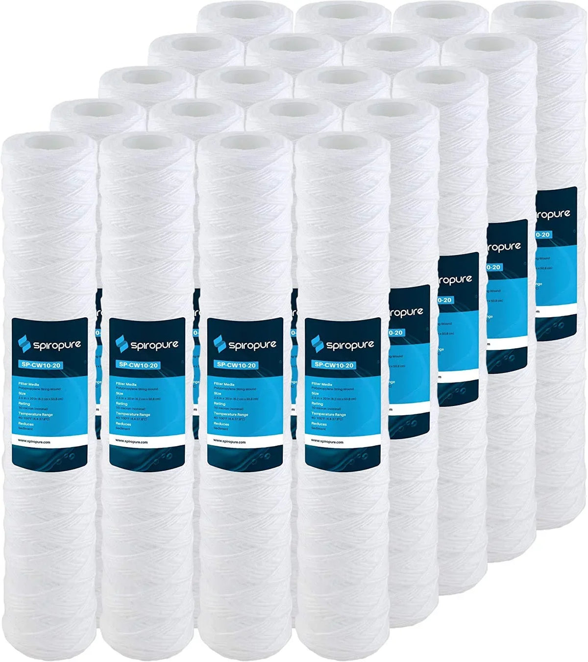 Polypropylene Cartridge SpiroPure 20x2.5 SP-CW50-20 (Case Micron 20) Sediment SWC-25-2050 of Filter String-Wound 50 liquid
