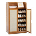 20 MoNiBloom ABS Storage Organizer with Cabinet Brown Shoe with Bamboo Cabinet, Wide Pairs Rattan Sneakers and Shelves, Heels Shoe 6-Tiers Rack Doors, Countertop