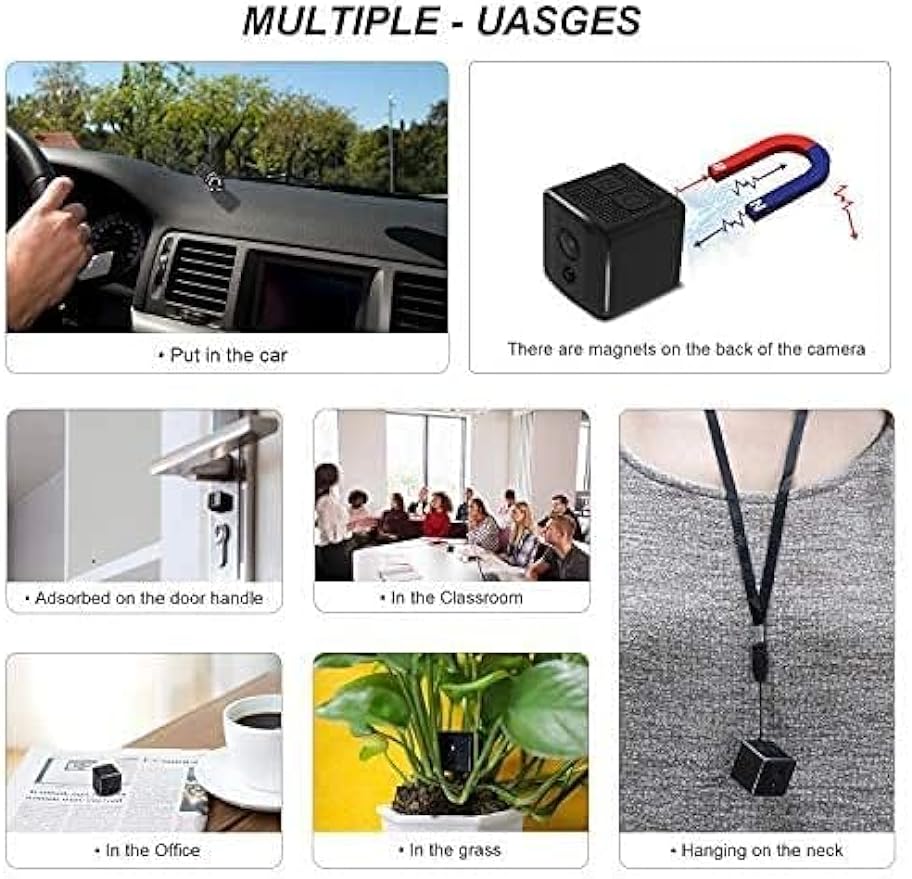 Hidden Surveillance with Camera Portable HD Wireless Motion and Body Night Mini Cam Cam for Vision 1080P Nanny Small Gift Home Detection Cameras Spy Indoor/Outdoor1 Camera Security