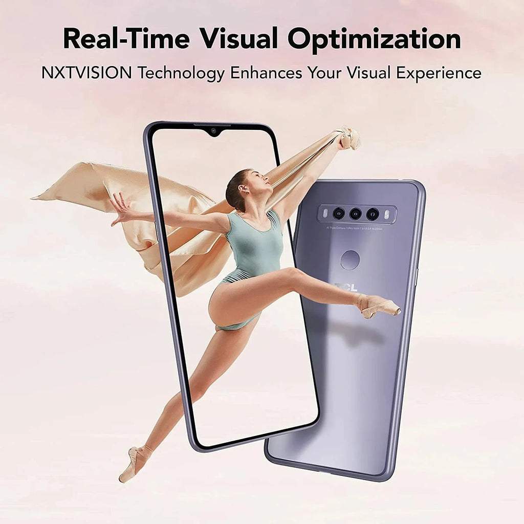 US AI Android 6.52" Unlocked + Phone Fast ROM, 4GB Version TCL 16 ICY Battery, with Display, SE 64GB Charging RAM V-Notch 10 Silver 4000mAh MP Smartphone, Triple-Camera Rear Cell
