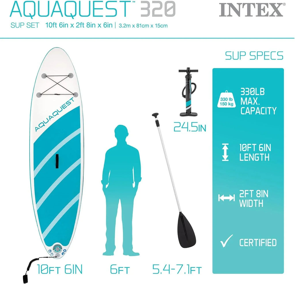 320 Inflatable Series Paddle Open - TEAL Box AquaQuest Board INTEX