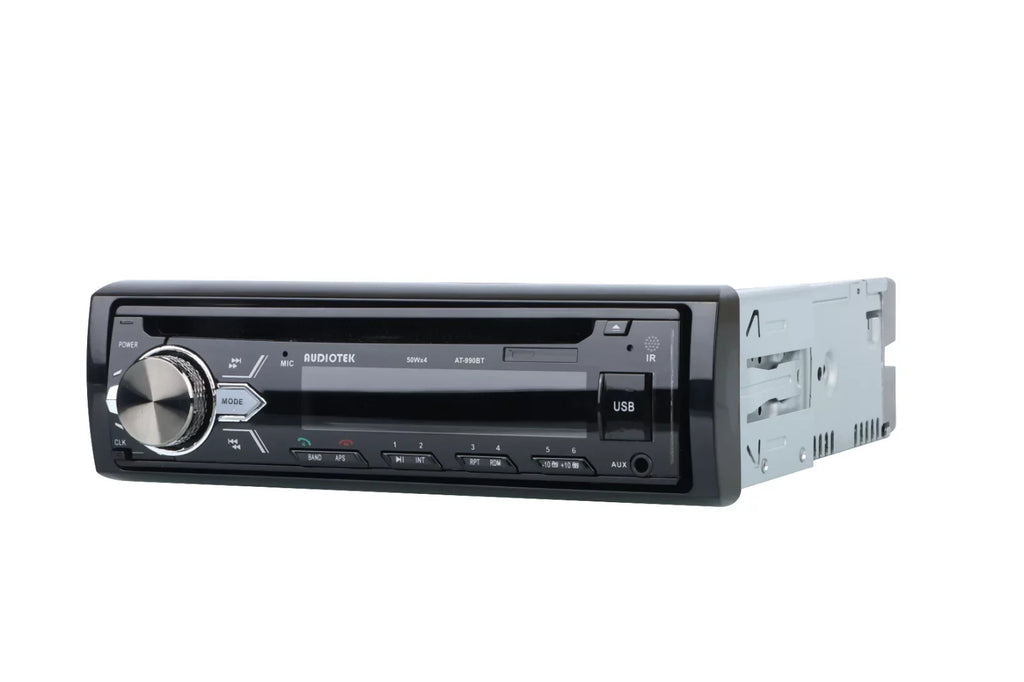 Audiotek Pioneer 4X Receiver + Bluetooth CD AM Speakers Car FM 1-Din Audio 6.5" Bundle