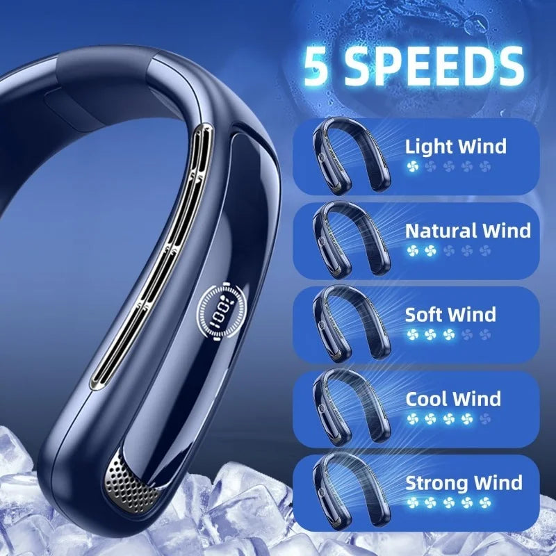Personal Neck That Essentials Your Cooling Fan Fan Cooler Bladeless Women Around 5200mah Neck Blow Rechargeable Cold Men Neck Wearable Fan Air Conditioner Neck For Air Portable Travel