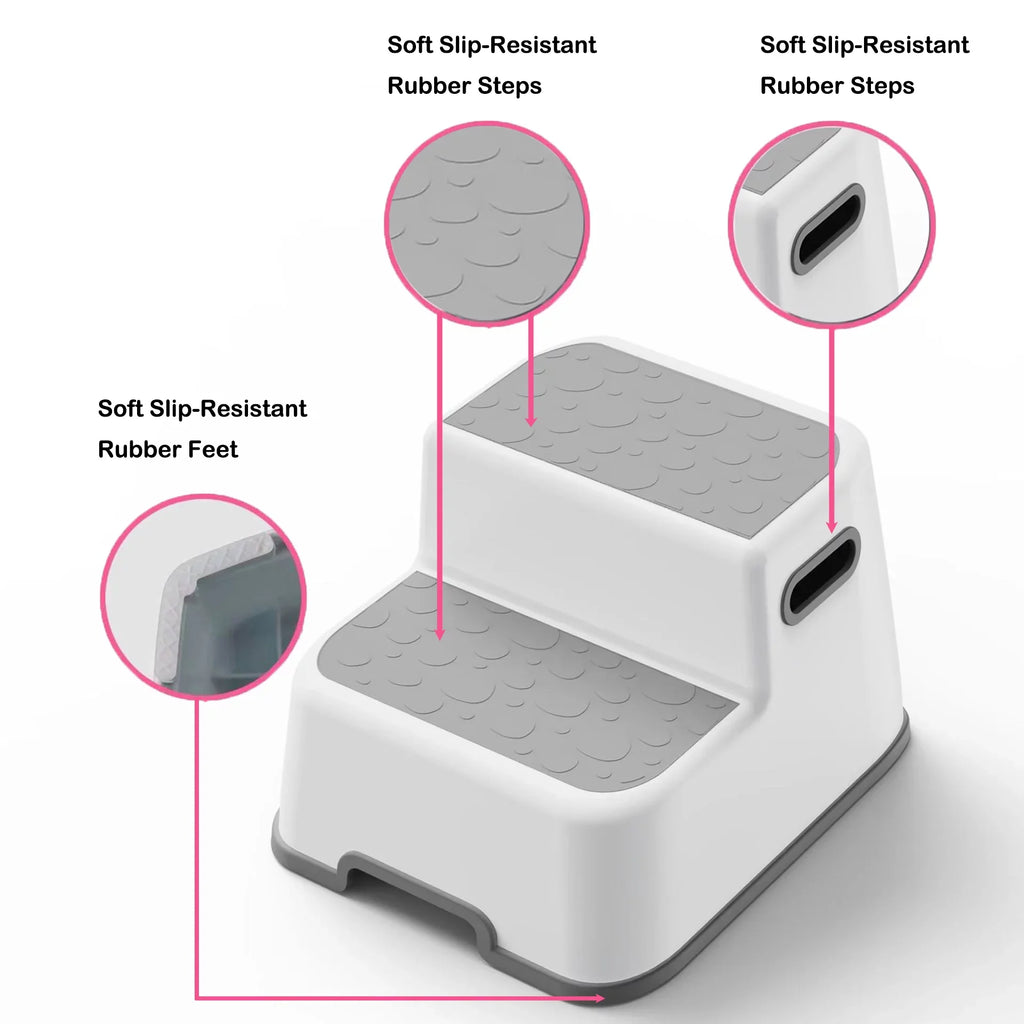 (2 / WU Bathroom Wide Kids Height Adult Pack) Up Stool for Step Adjustable as Height Safety Toddler Stool/Dual Bottom Kitchen Step White) Step Kids - - Toilet Stool 2 Stool (Gray for & UNCLE