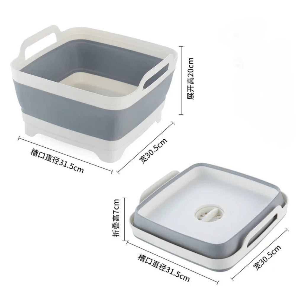 Portable Sink,Folding Basin Plug(Gray) Imoment 2.4 Dish Tub Tub,Washing Collapsible with Gal(9L) Laundry Draining
