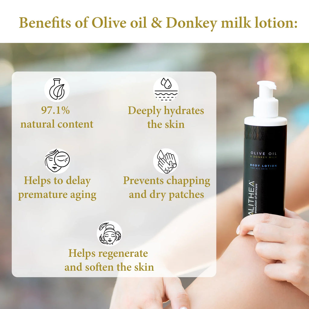Organic Milk Natural Vera Lotion Duo: Lotion Donkey Aloe Oil & Olive Calithea Lotion Body
