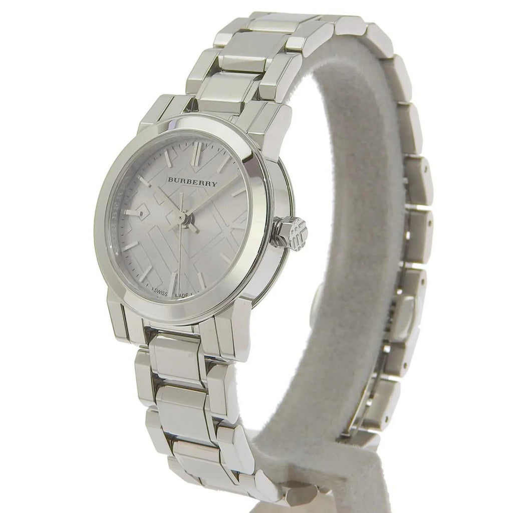 Quartz Silver (Good) Watch Stainless Steel Dial Analog Burberry BU9229 Ladies Display Pre-Owned