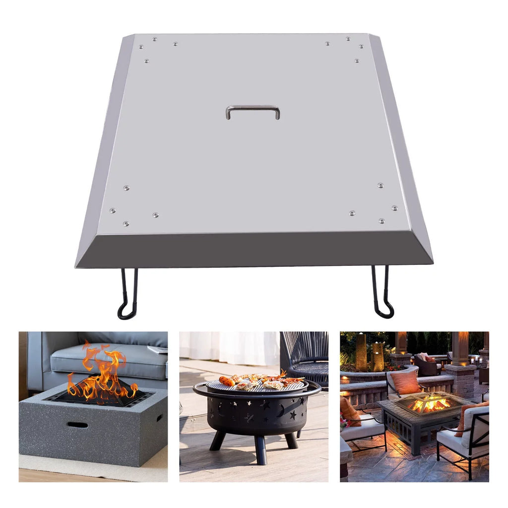Heat with inch Outdoors 25*25 Deflector Stainless-Steel Pit Carrying Fire Handle