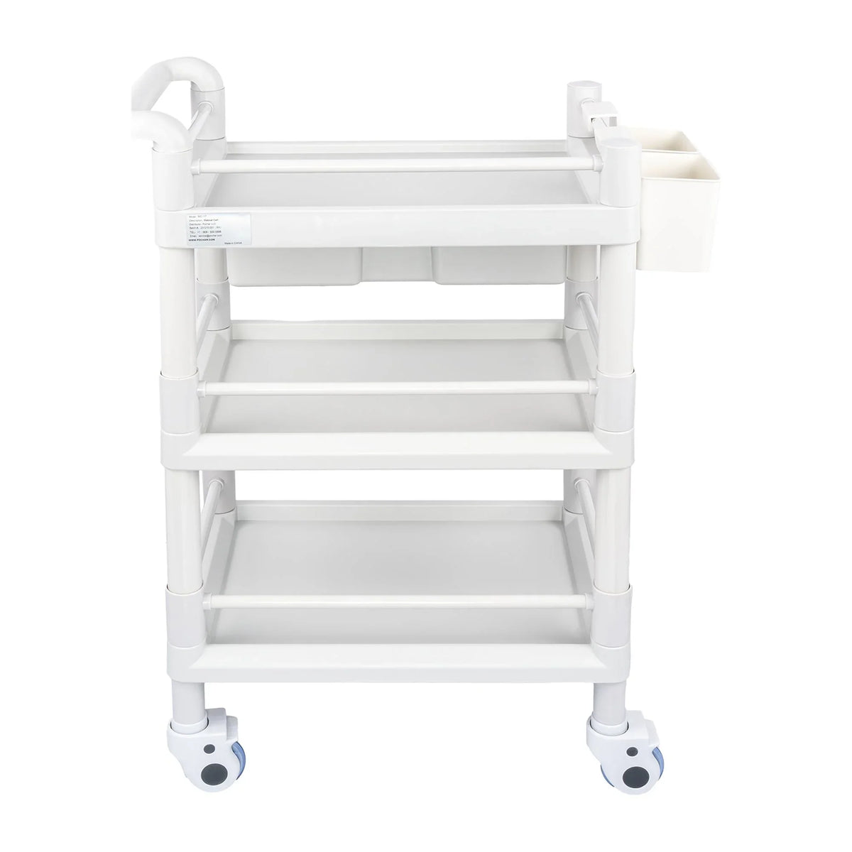 with Trolley Tier Cart Utility Spacious Mobile 360°Rotate Beauty Trolley Heavy Medical Medical Dirt Clinic Drawers 3 for Dental Salon Buckets Wheels Rolling 500 Lbs Cart Duty Hospital