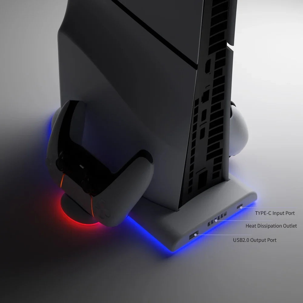 For For Cooling Cooling Base with Station Console PS5 Light Fast Controller Stand Accessories Slim, Dual PS5 RGB Controller Charger Charging