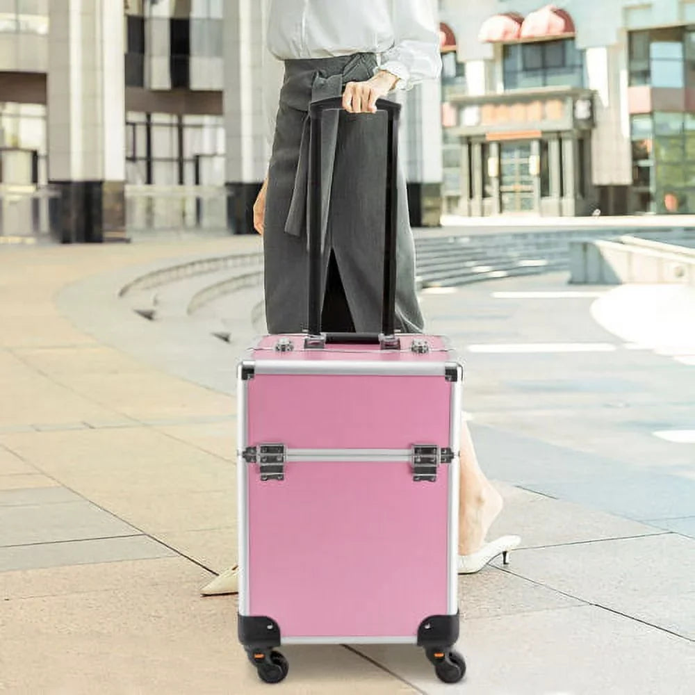 Case Trolley Extendable Train Box Space Makeup Storage Cosmetic Large Rolling