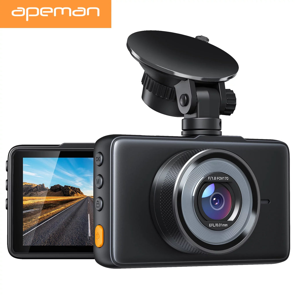 Monitor, 170° C450 Camera 3" Parking Dash APEMAN Car 1080P Black Cam Angle Screen, FHD Wide