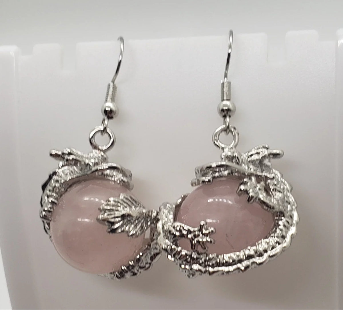 Rose Natural Dragon Earrings Quartz
