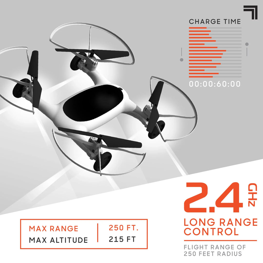 Range Altitude, and Drone IMAGE Max 5in Drive Rechargeable 215ft 250ft Long Fly + RC, Control Function Dual SHARPER