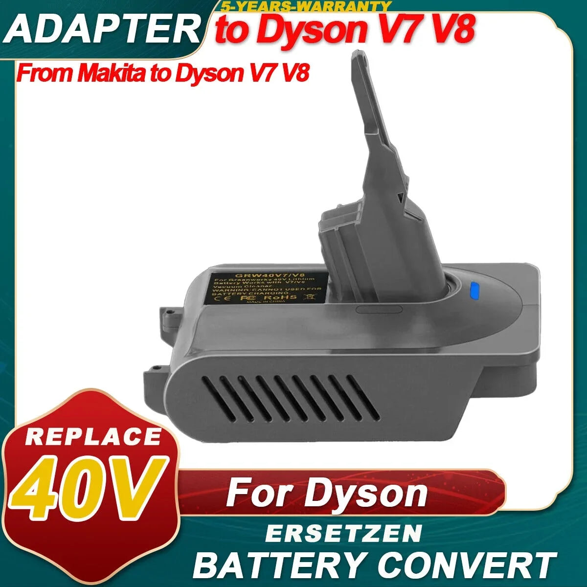 Slim Animal, Battery Fiber, Dyson SV11, Fluffy, Adapter Lion Makita Carbon for Absolute, Convert Motorhead, 40V V8 2-In-1 V7&V8 vacuum Battery Battery, Absolute, Motorhead, V7 Car+Boat, for to