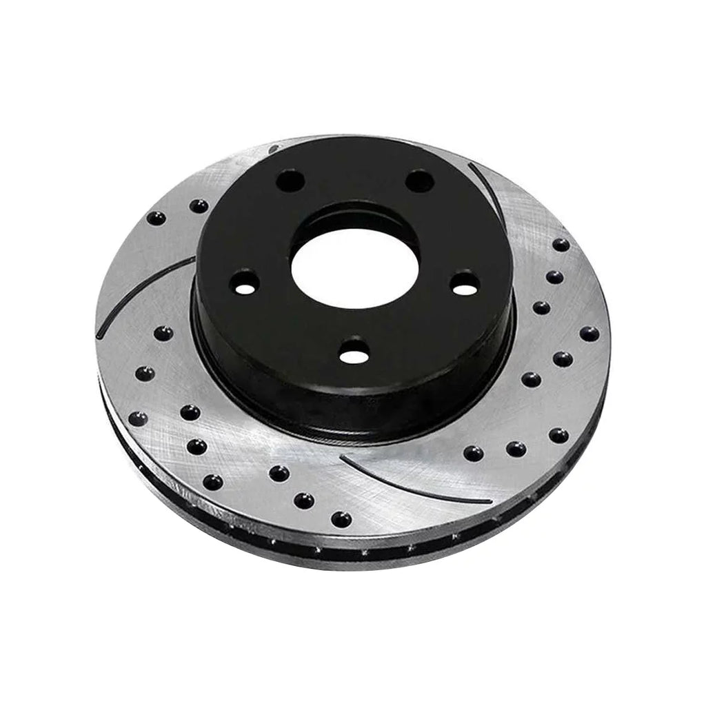 and Driver 2007-2010 Dodge Front 2008-2017 Mitsubishi 2 Caliber Slotted Brake Black FWD 2011 1.8L Passenger 2.4L of 2012 2.0L Rotors AWD Lancer for Drilled Pair AutoShack Replacement PR63039LR Side