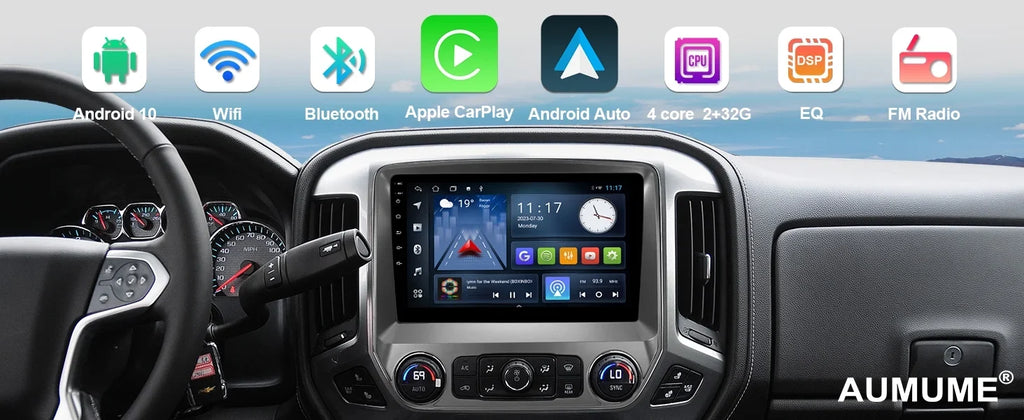 Touchscreen 10.1 Stereo Sierra with for Camera Inch Android 2+32G Auto/GPS/Bluetooth/FM/Backup Chevrolet 10 Built-in Double Din Radio Carplay/Android Silverado/GMC Car Wireless 2014-2018