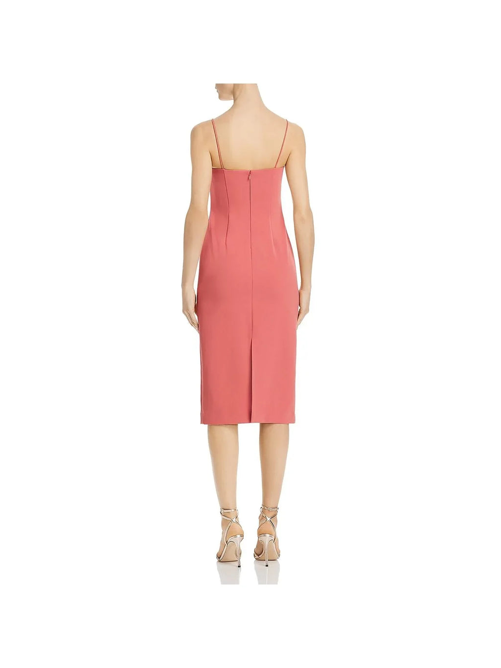 The Evening outfit JILL Coral Spaghetti Womens Below Strap STUART Knee Sheath 10