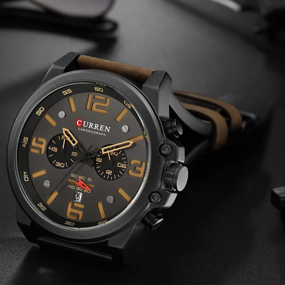 8314 Display Time Leather Minute CURREN Brand Wristwatch Watch Watch Men Quartz Hour Calendar Watch