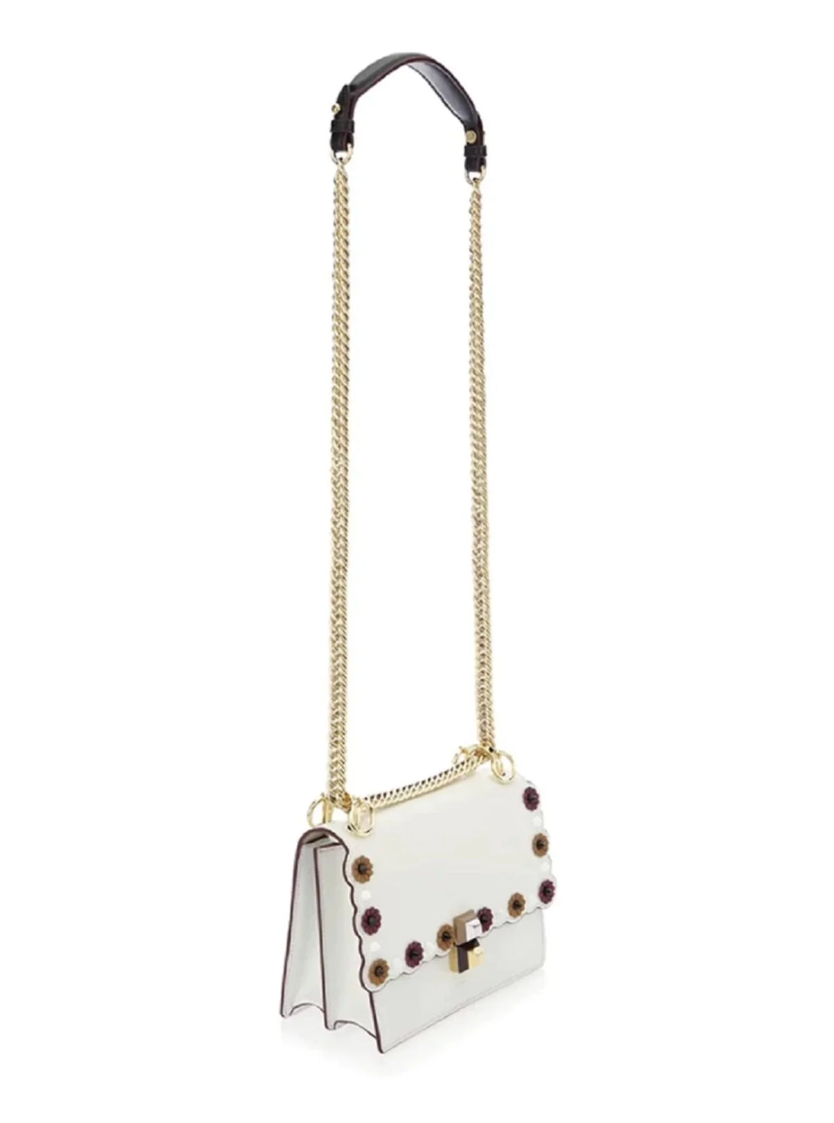 Flowers Leather Multi Kan Color Chain Fendi New White I Bag