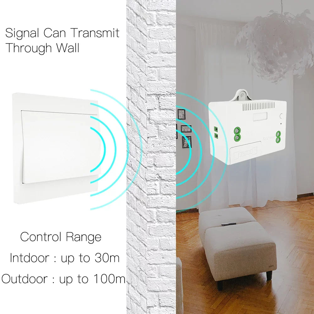 Switch Receiver Fixture Kit Control Wireless Remote Self-powered 110-230V and Switch