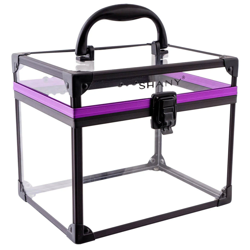 Organizer Case Bag - Large with Train Closure Extra Accents Case Travel and SHANY Makeup - and Toiletry Black/Purple Secure Cosmetics Clear Clear