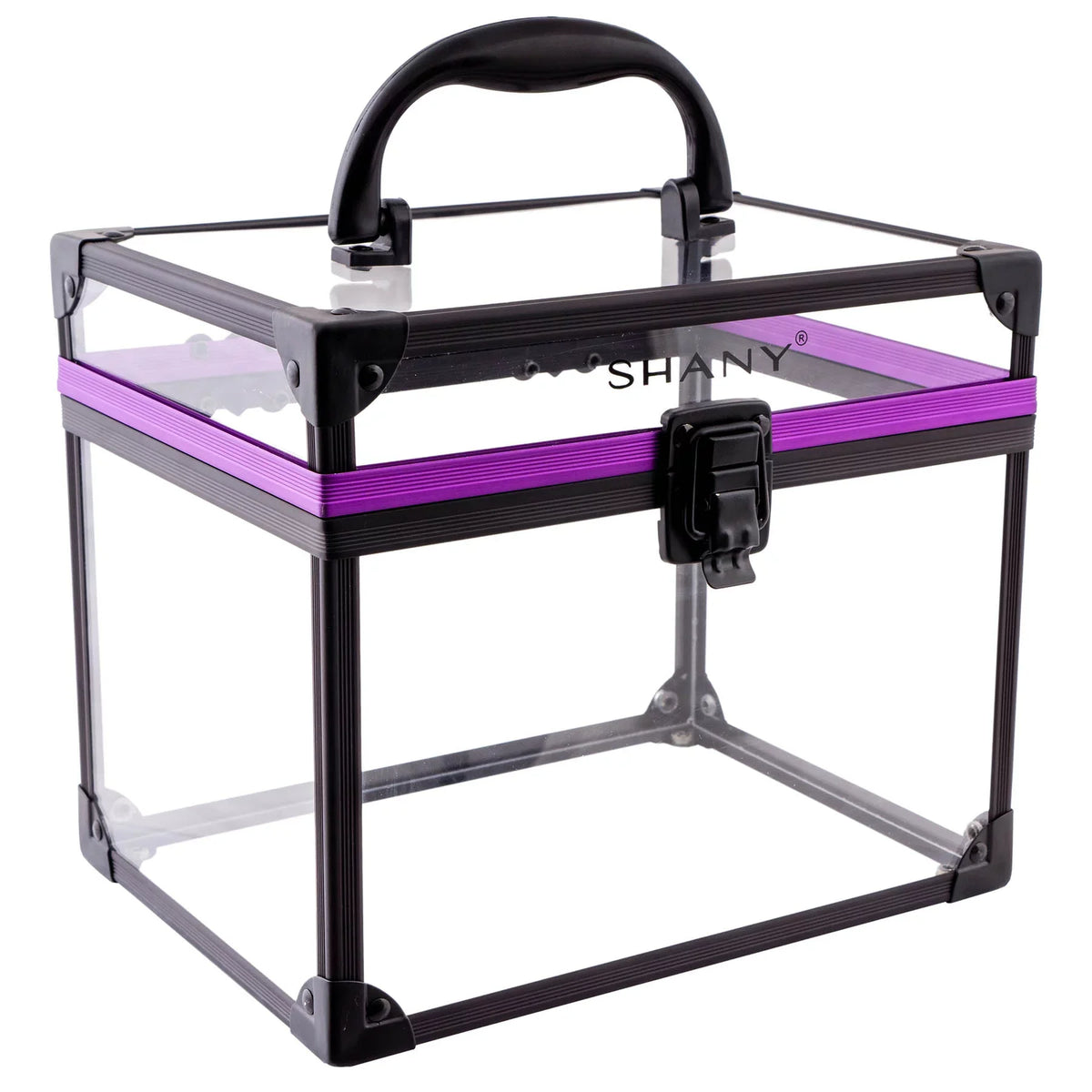 Organizer Case Bag - Large with Train Closure Extra Accents Case Travel and SHANY Makeup - and Toiletry Black/Purple Secure Cosmetics Clear Clear