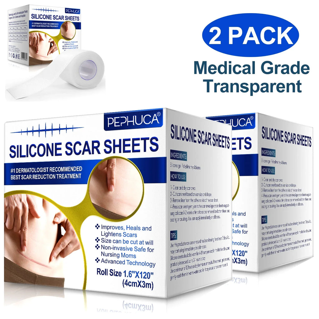 Scar Sheets,Reusable Scar Supply,Transparent Silicone Silicone 2 Pephuca 1.6inch - 6 x Months for and Pack Grade Removal,120inch Medical Breathable Roll Gel Tape Reusable