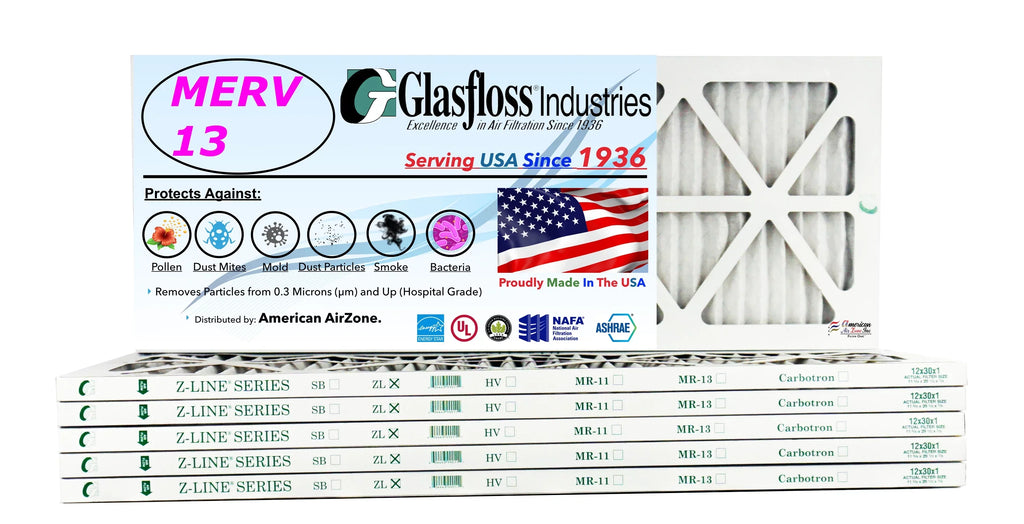 Made 11.5 29.5x7/8 Furnace MERV Glasfloss dimension: inch) 12x30x1 Air - Filter x (Actual USA in - 13 -Qty:6 -