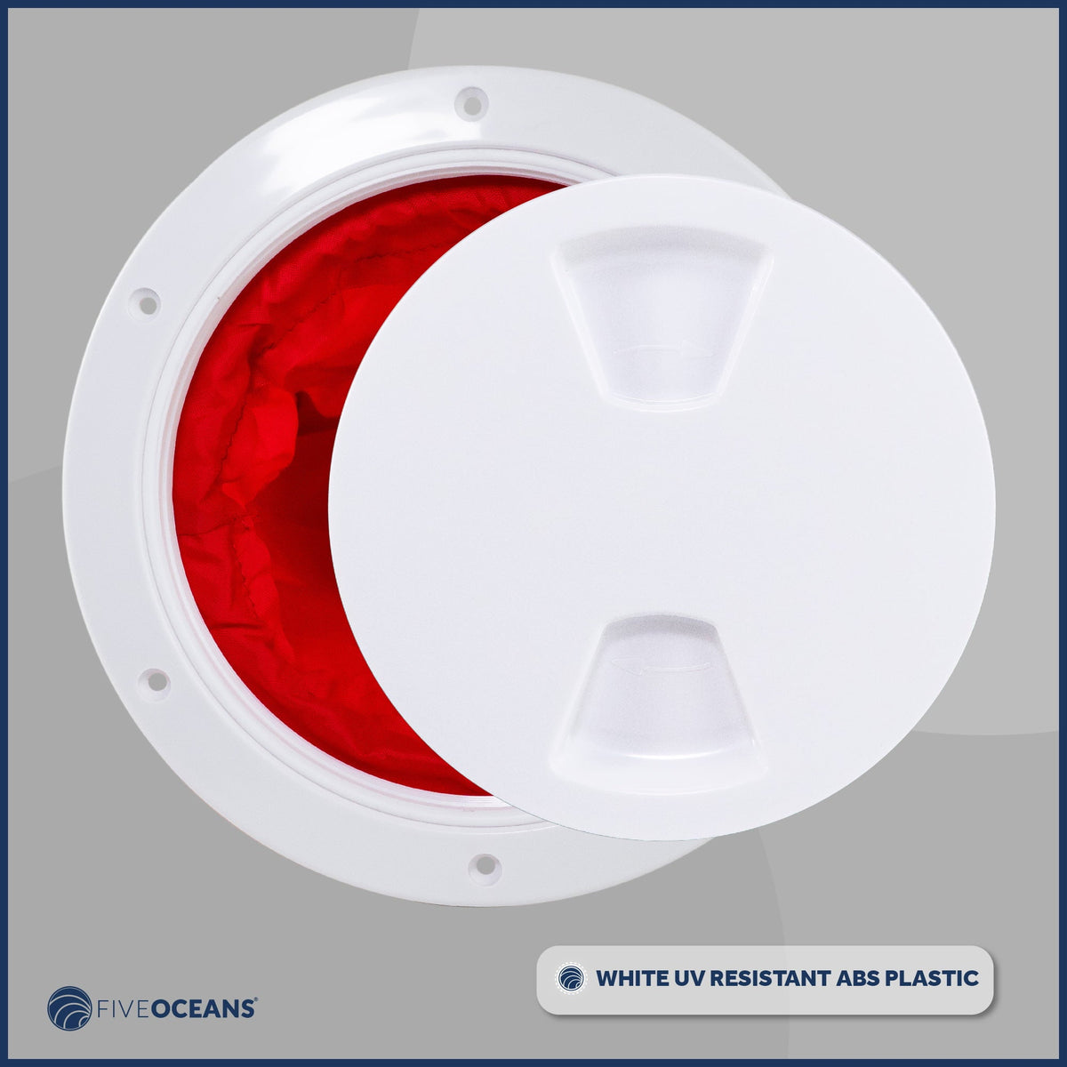 FO4467 with Oceans Bass Boat Five Caravan for Boat, Hatch, and White Hatch UV-Resistant Plate Fishing Deck - Bag, Boat, RVs, Round Marine ABS Plastic, Inspection Cover Storage Detachable Pontoon, 6"