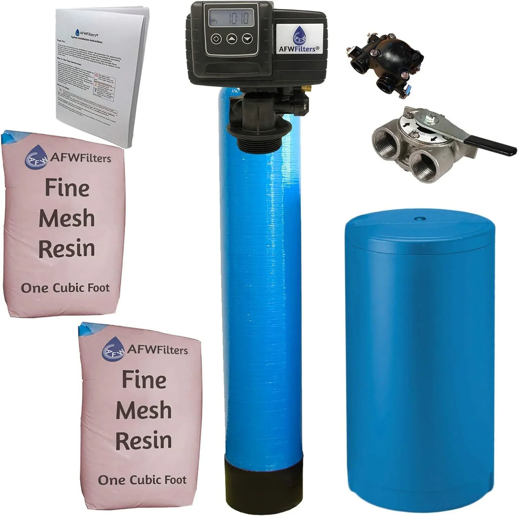 and Fine FNPT cubic Foot Home Resin,1" Pro Mesh AFWFilters Iron 2 Steel Whole Tanks with Blue Connection, Stainless 64k Softener liquid