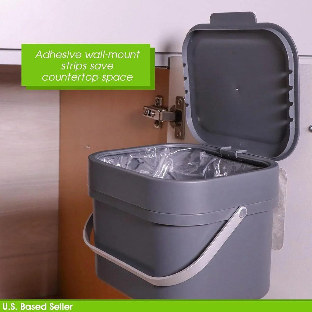 Kitchen For Compost Bucket Scraps, 4L 1Gal For - Small Wall Compost Bin Compost Countertop Bin - And Recycling More Trash, Food Aluminum Or Mounted Indoor Cabinet