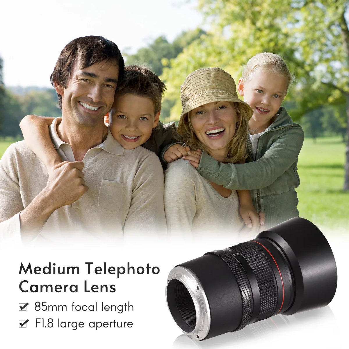 Lens A9, A6000, A6400, Telephoto Suitable Cameras Large A5100 A6300, A7 F1.8 Focus Manual with A6500, Series, 85mm for Aperture, Andoer Medium