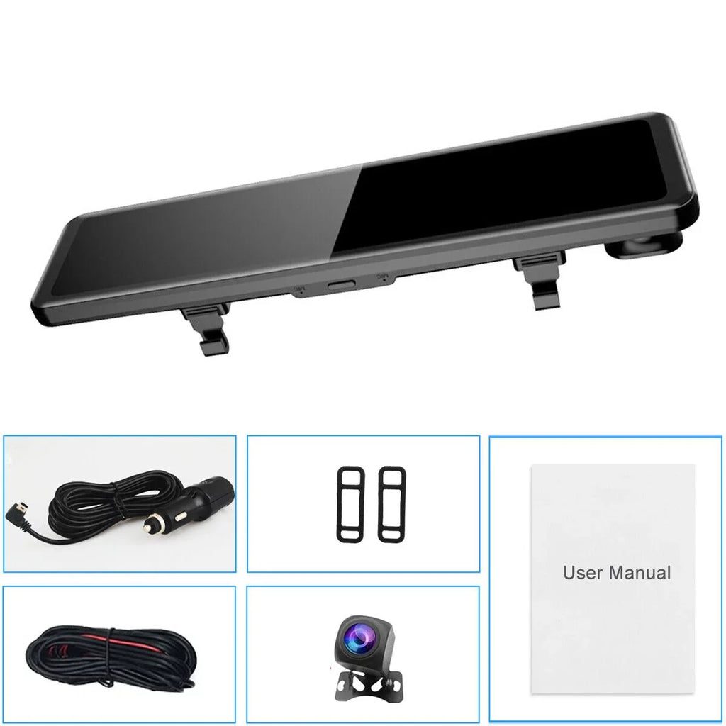 Screen Front 170° Waterproof Parking Rear Dash View Cam Full Car Camera Touch Night Camera Backup HD Vision, and Monitor Large Starlight Backup 12" Angle, Camera 4K Wide Mirror