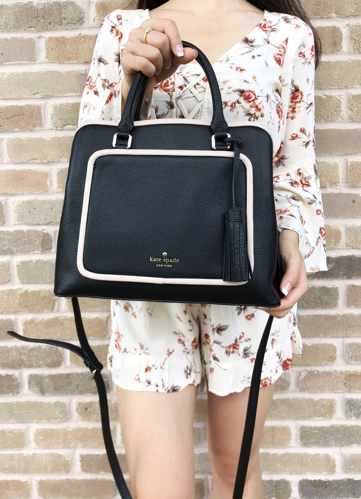 Tassel Crossobody Evangelie Black Satchel Place Kate Ward Bag Spade
