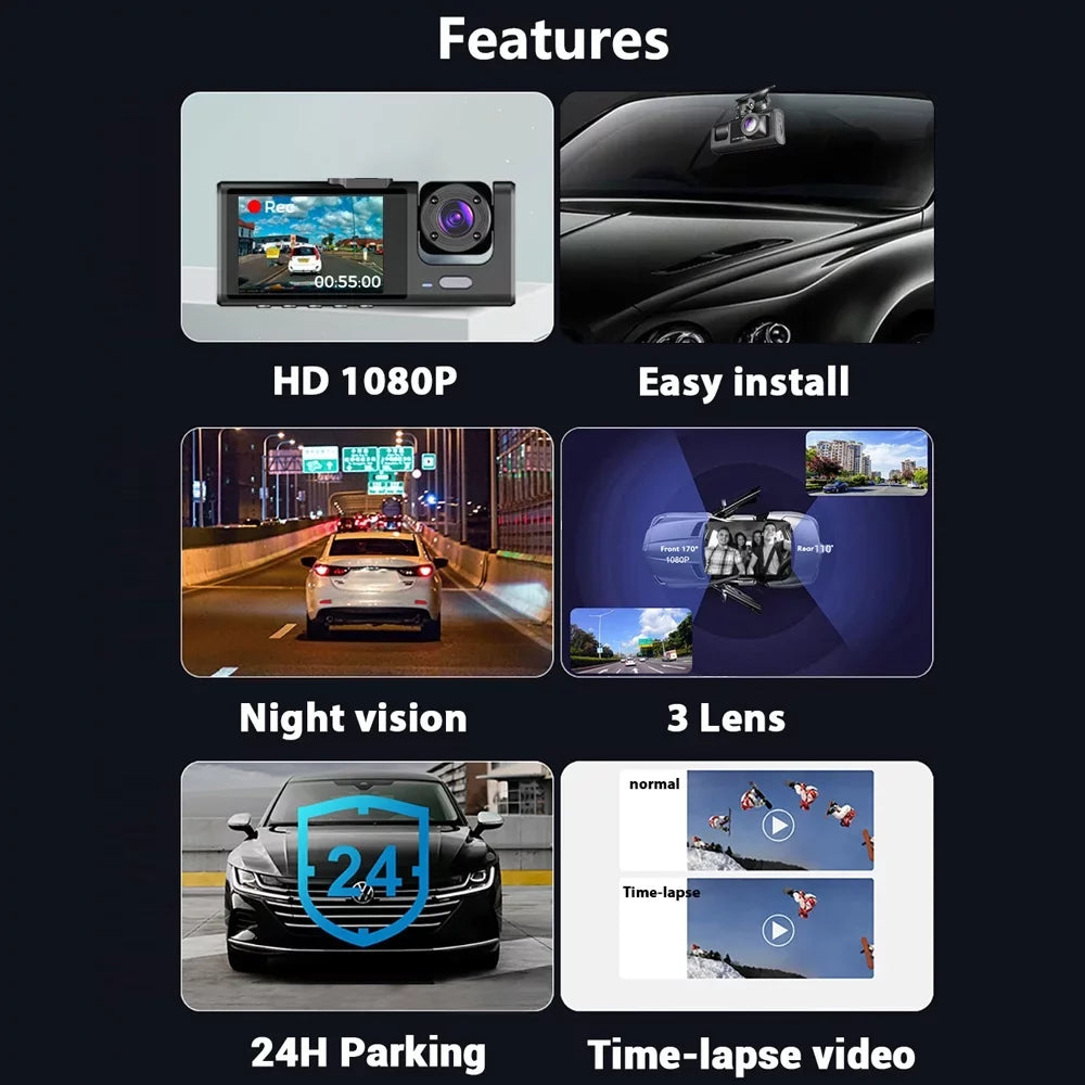 with Driving WiFi, for 3 Auto Safety Clear Dash Video Cam Camera Car Recorder ammoon