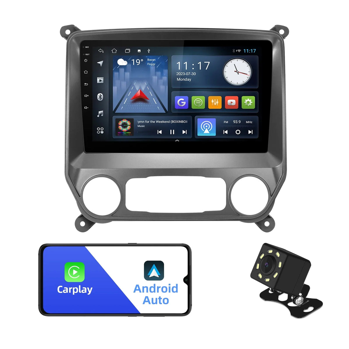 Touchscreen 10.1 Stereo Sierra with for Camera Inch Android 2+32G Auto/GPS/Bluetooth/FM/Backup Chevrolet 10 Built-in Double Din Radio Carplay/Android Silverado/GMC Car Wireless 2014-2018